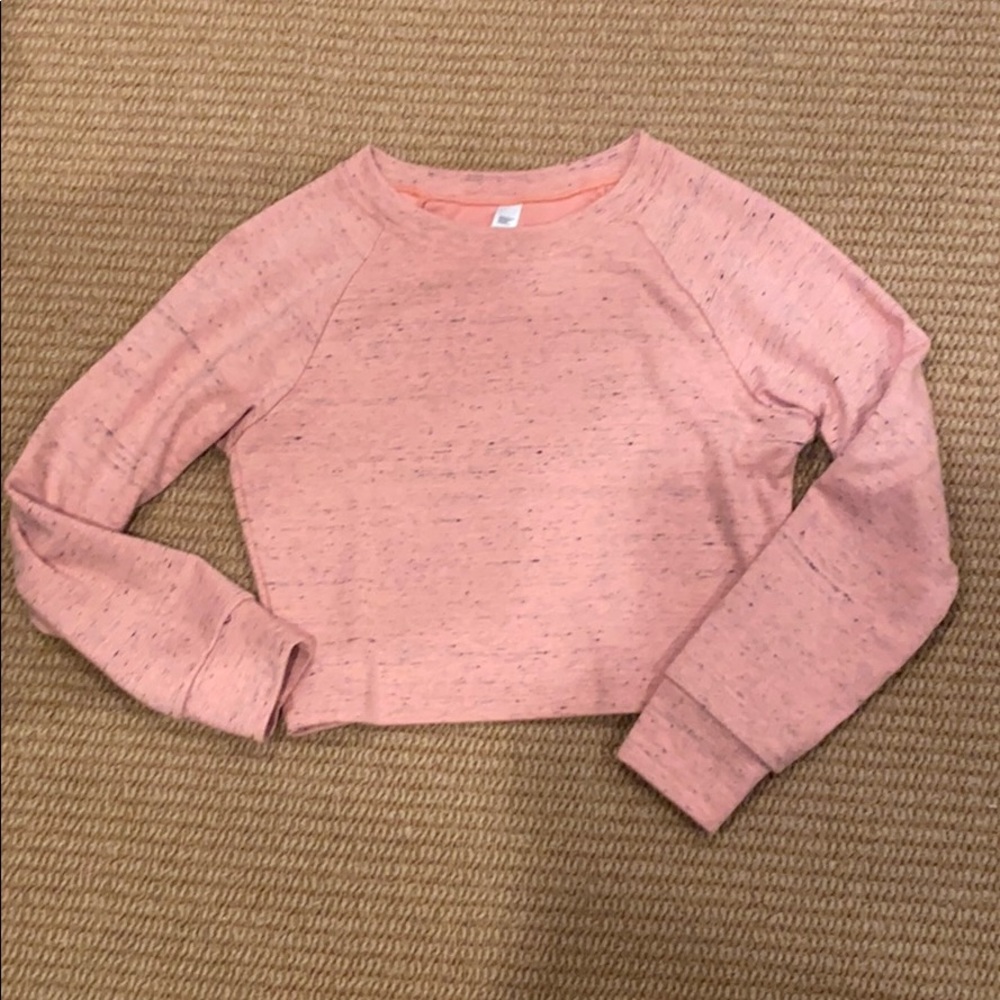 American apparel crop top salmon pink long sleeve